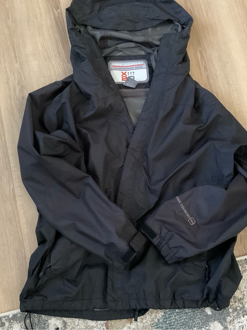 Free Country Men's Hooded Waterproof Raincoat in Black